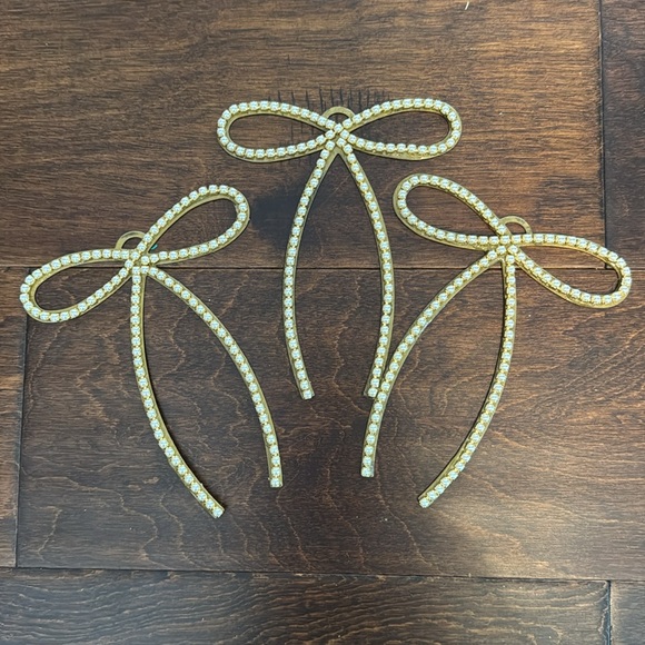 Studio McGee 3pc Metal Bow with Faux Pearls Tree Ornament Set - Threshold - Picture 1 of 2